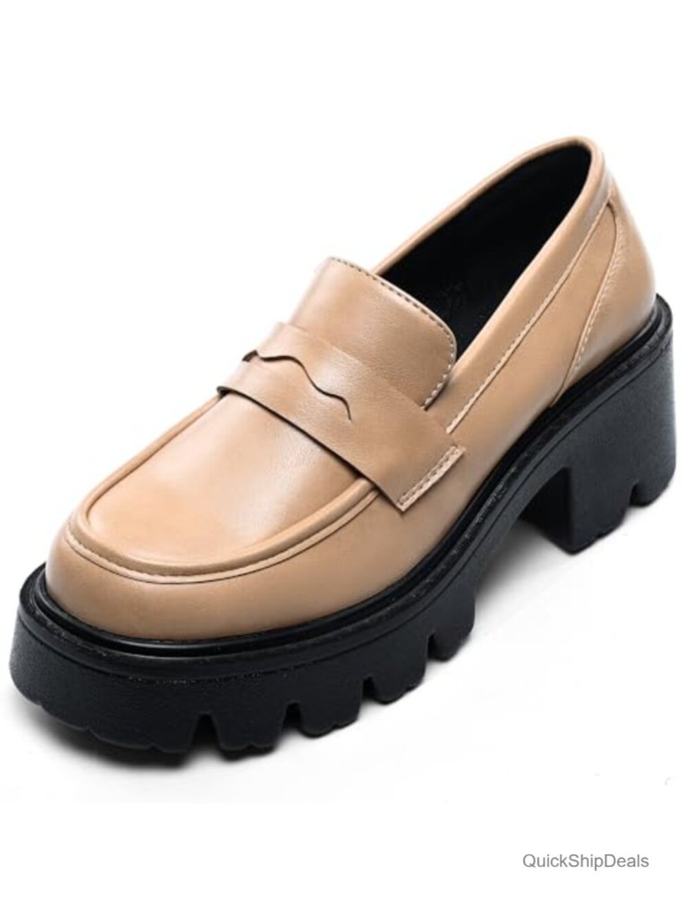 Women's Platform Penny Loafers Chunky Heel PU Sole Dress Shoes
